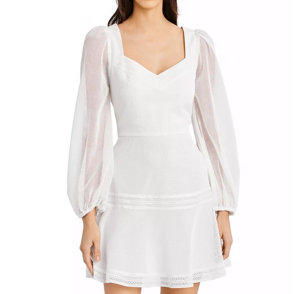 Bcbg White Mesh Mini Dress